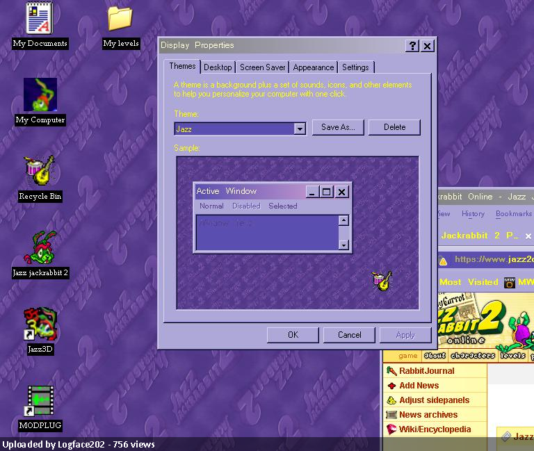 jazz jackrabbit theme for windows XP